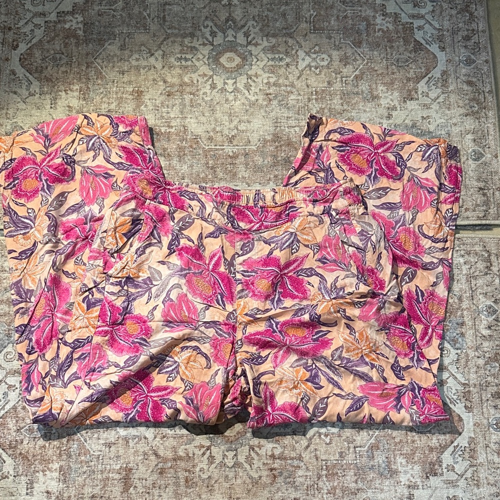 Old Navy Vibrant Floral Pants in Pink and Orange